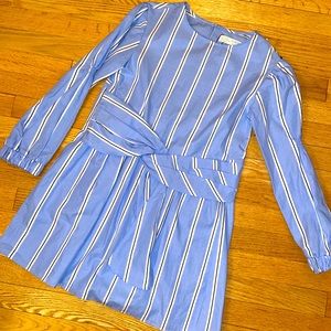 New Zara Girls Striped Poplin Knot Waist Shift Dress 11-12 Years